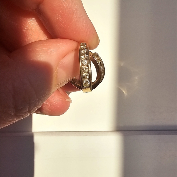 Peoples 10k Yellow Gold 14 Diamond Small Hoop Earrings 5.3g - Picture 6 of 8